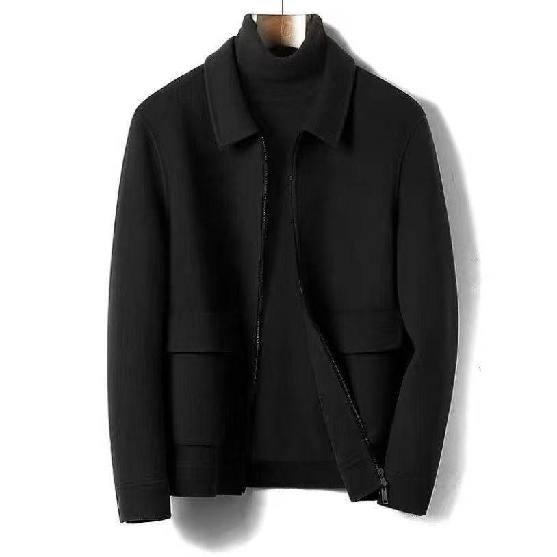 Mandarin-collar Cardigan Wool Jacket Mens Loose Casual Outerwear